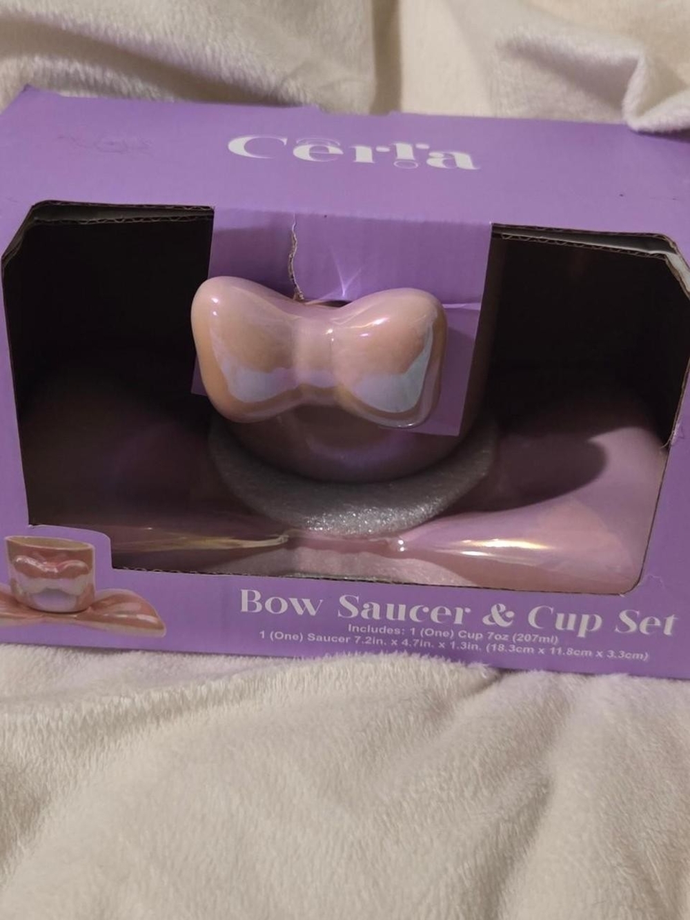 Pink Bow Saucer & Cup Set - Women Bath & Body